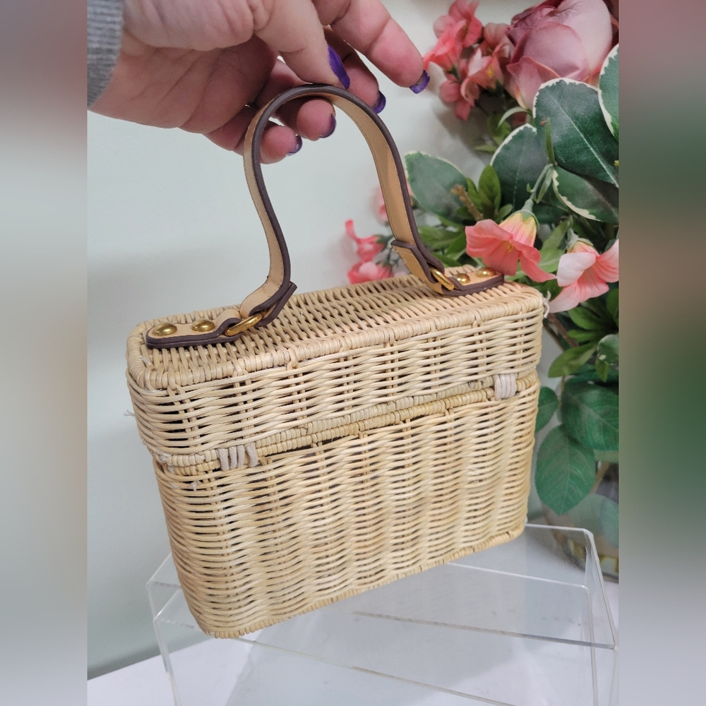 Banana Republic NEW Boxy Fisherman Rattan Womens Wicker Satchel Bag 480598 - Picture 3 of 16